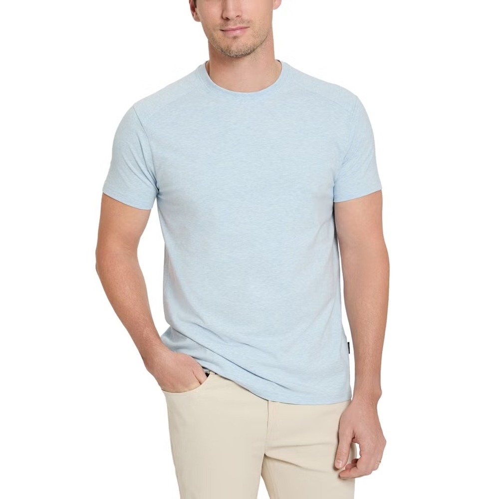 Kenneth Cole Short Sleeve Tee Men Slim Fit Heathered, Blue, Small, New